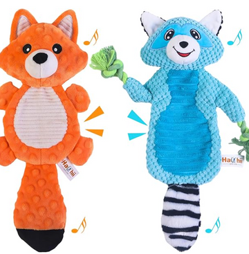 Hachii Stuffed Squeak Dog Toys,Plush Crinkle and Less Mess Chew for Puppy to Large Dogs, Fun for Boredom and Btimulating Pets, Birthday Gifts,2 Pack
